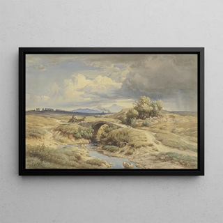 Eduard Wilhelm Pose - Italienische Campagna mit Aqudukten links.webp