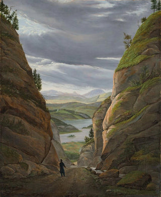 Eduard von Buchan - Walking Figure in the Ravine at Krokkleiva on the way to Christiania Oslo.webp