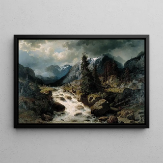 Edvard Bergh - Landscape with Waterfall from the Canton of Uri Switzerland.webp