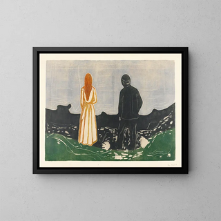 Kaksi ihmistä, yksinäiset - Edvard Munch — kehystetty taideteos seinällä