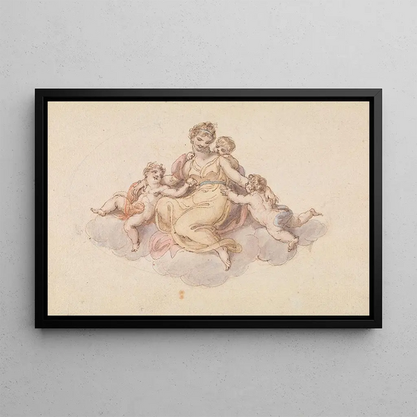 Edward Francis Burney - Mother and Children Seated on Cloud.webp