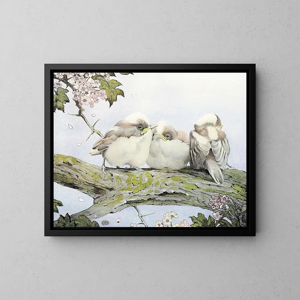 Le Mésange à longue queue - Edward Julius Detmold — kehystetty taideteos seinällä