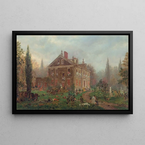 L'Attaque de la maison Chew durante taistelua Germantownissa 1777 - Edward Lamson Henry — kehystetty taideteos seinällä