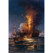 Maalauksen jäljennös Tripolin satamassa palava Philadelphia-frigate - Edward Moran