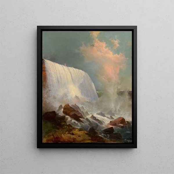 Chutes du Niagara - Edward Moran — kehystetty taideteos seinällä