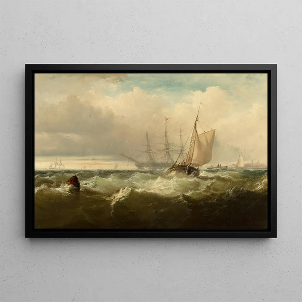 Myrskyä New Castle Delawaressa - Edward Moran — kehystetty taideteos seinällä