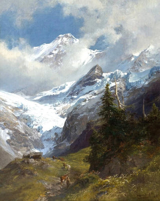 Edward Theodore Compton - Hochgebirgslandschaft mit Gletscher.webp