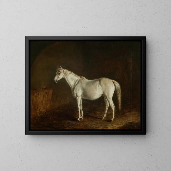 Bobine avec cheval de course gris - Edward Troye — kehystetty taideteos seinällä