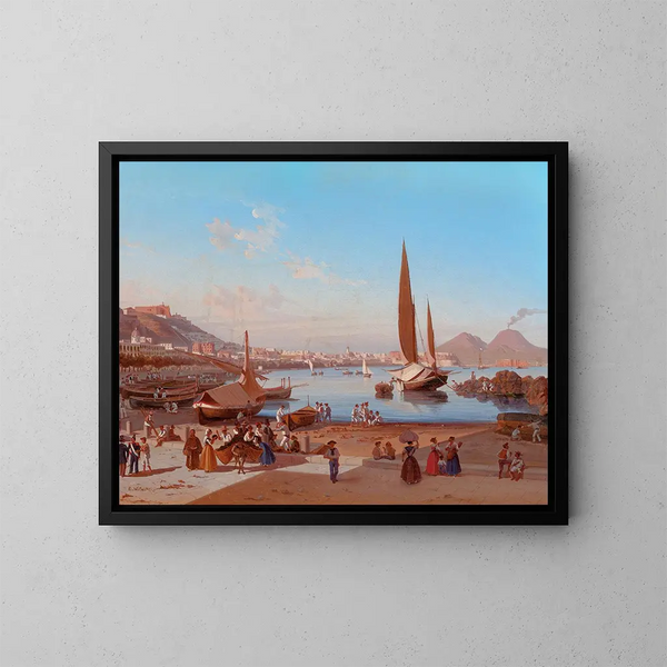 Napoli ja Vesuvius kauempana - Edward William Cooke — kehystetty taideteos seinällä