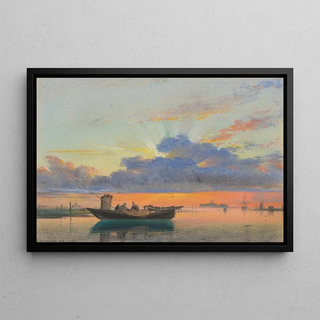 Edward William Cooke - Sunset on the lagoon Venice.webp