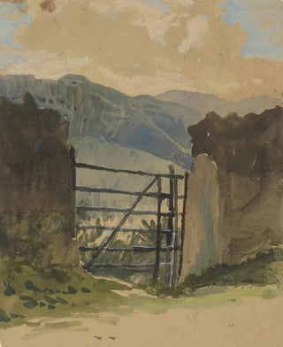 Edwin Austin Abbey - Stone wall and gate sketch.webp