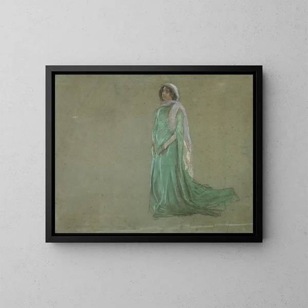 Edwin Austin Abbey - Study woman in long green dress pink scarf.webp