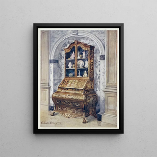 Edwin Foley - Inlaid walnut bomb bureaucabinet.webp