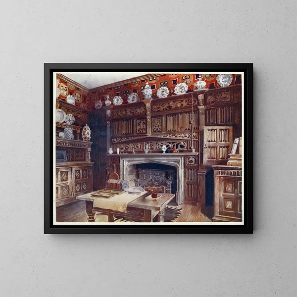 L'étude lambrissée à Groombridge Place, Kent - Edwin Foley — kehystetty taideteos seinällä