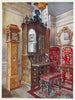 Scrutateur en noyer Horloge jaune en sycomore incrusté Tabouret sculpté - Edwin Foley — näkymä teoksesta