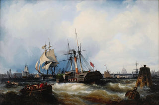 Edwin Hayes - A Paddle Steamer Clearing Her Mooring On The Thames.webp