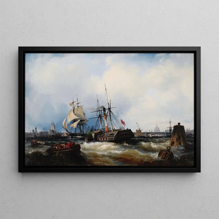 Edwin Hayes - A Paddle Steamer Clearing Her Mooring On The Thames.webp