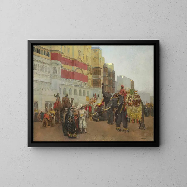 Yksi juhlapäivä Bekanirissä, Belouchistan - Edwin Lord Weeks — kehystetty taideteos seinällä