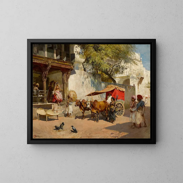 Filles de nautche et gharry à Ahmedabad - Edwin Lord Weeks — kehystetty taideteos seinällä