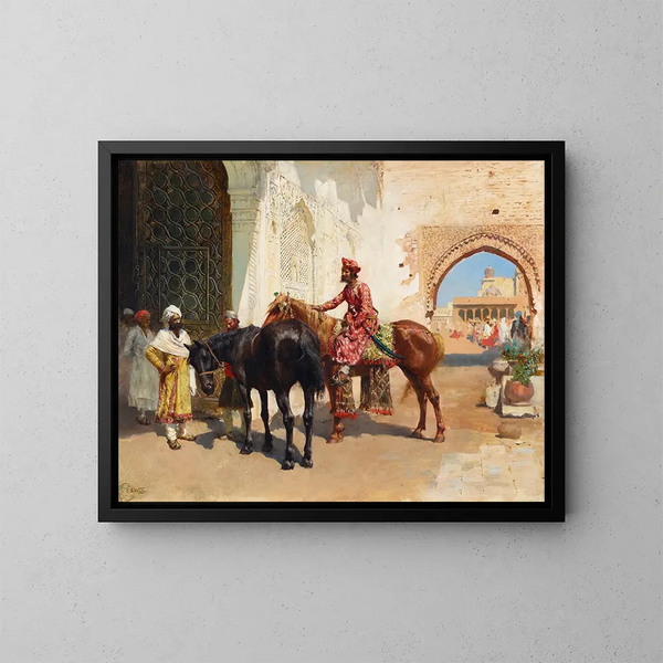Vendeur de chevaux persans à Bombay - Edwin Lord Weeks — kehystetty taideteos seinällä
