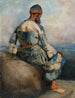 Persialainen maanviljelijä istuu kalliolla - Edwin Lord Weeks — näkymä teoksesta
