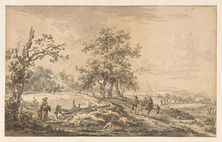 Egbert van Drielst - Vrouw met kind en man met ezel in landschap.webp