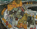 Croissant de maisons II - Egon Schiele — näkymä teoksesta
