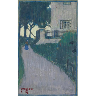 Egon Schiele - Landscape With House Trees And Female Figure.webp