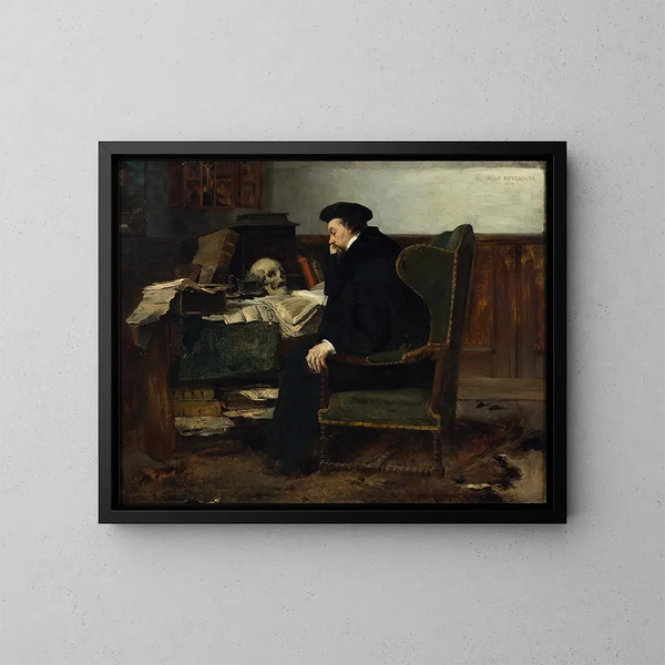 Absorbé dans ses études - Eilif Peterssen — kehystetty taideteos seinällä