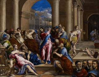 Kristuksen ajavan kauppiaat temppelistä - El Greco — näkymä teoksesta