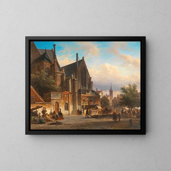 Uudenmaan markkinakohtaus - Elias Pieter van Bommel — kehystetty taideteos seinällä