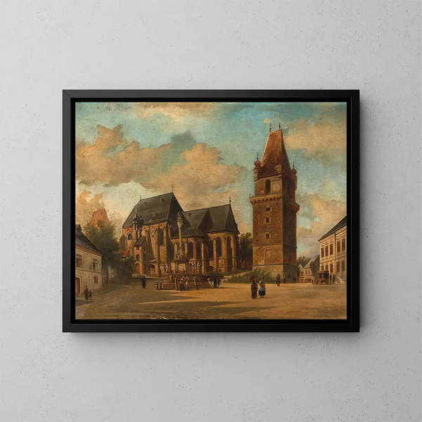 L-augustins kirkko Perchtoldsdorfissa lähellä Wieniä - Elias Pieter van Bommel — kehystetty taideteos seinällä