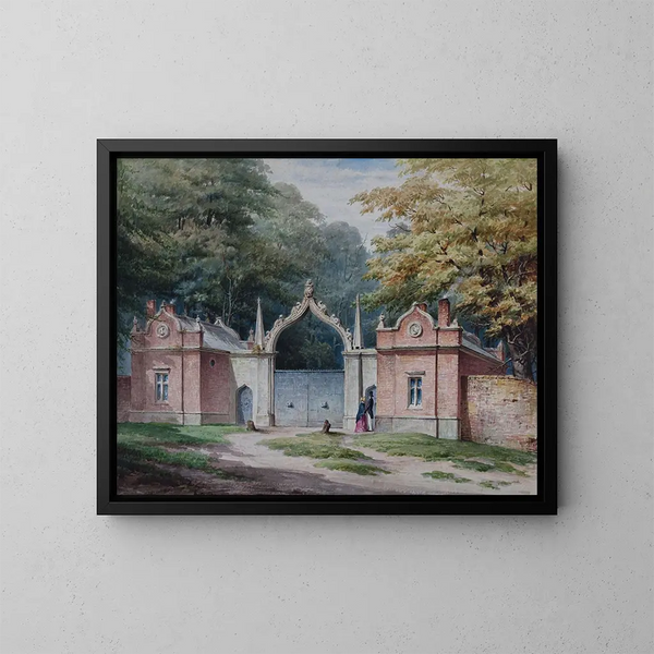 Entrée des portes du pavillon à Aston Hall - Elijah Walton — kehystetty taideteos seinällä