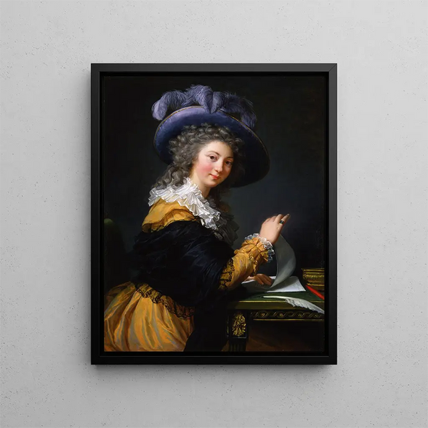 Comtesse de Crès Vanha nimi vuodelta 1963 vuoteen 1992 Nainen taittelee kirjeen - Elisabeth Louise Vigée Le Brun — kehystetty taideteos seinällä