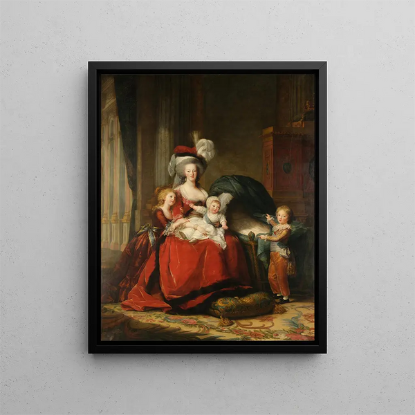 Marie-Antoinette de Lorraine, Habsburgien Ranskan kuningatar, ja hänen lapsensa - Elisabeth Louise Vigée Le Brun — kehystetty taideteos seinällä