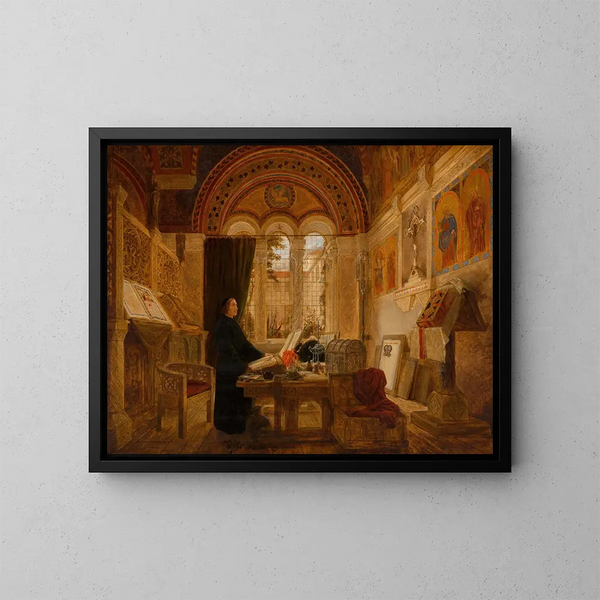 Italian luostarin sisätiloista - Elmslie William Dallas — kehystetty taideteos seinällä
