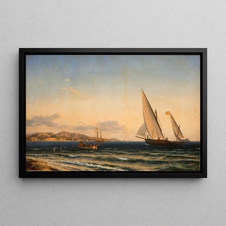 Emanuel Larsen - Aften ved Middelhavet I baggrunden Marseille og en If.webp