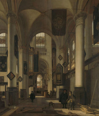 Emanuel de Witte - Interior of a Protestant Gothic Church with Motifs from the Oude and Nieuwe Kerk in Amsterdam.webp
