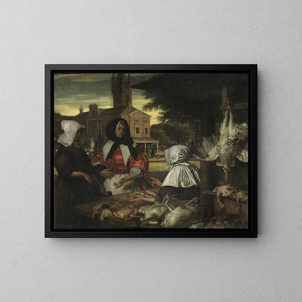 Amsterdamin lintumarkkinat - Emanuel de Witte — kehystetty taideteos seinällä