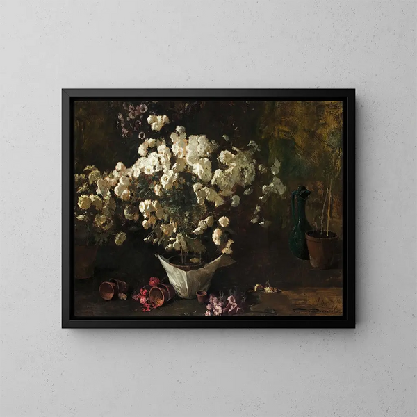 Kukkakimppu chrysanthèmeja - Emil Carlsen — kehystetty taideteos seinällä