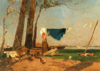 Emil Jakob Schindler - A washerwoman on the Danube bank near the Praterspitz.webp