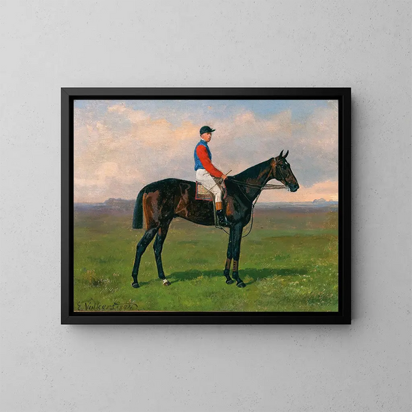 Un jockey à cheval - Emil Volkers — kehystetty taideteos seinällä