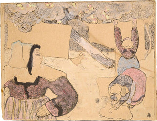 Emile Bernard - Bretonne tendant le linge planche issue de Bretonnerie.webp