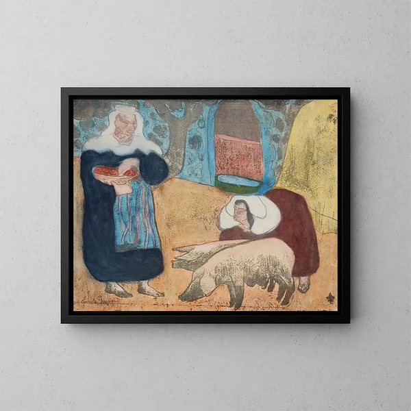 Naiset ja siat - Émile Bernard — kehystetty taideteos seinällä