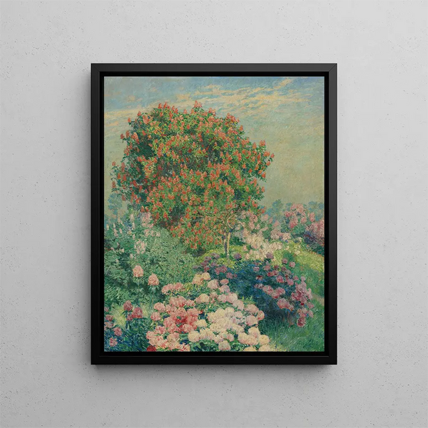 Le jardin fleuri en mai - Émile Claus — kehystetty taideteos seinällä