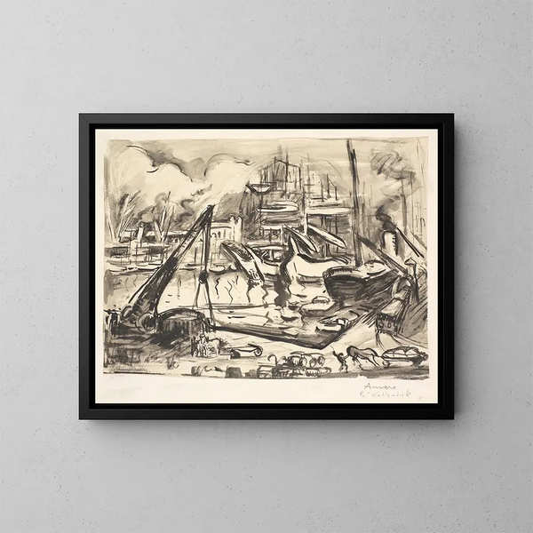 Bassin portuaire de Kattendick à Anvers - Émile Othon Friesz — kehystetty taideteos seinällä