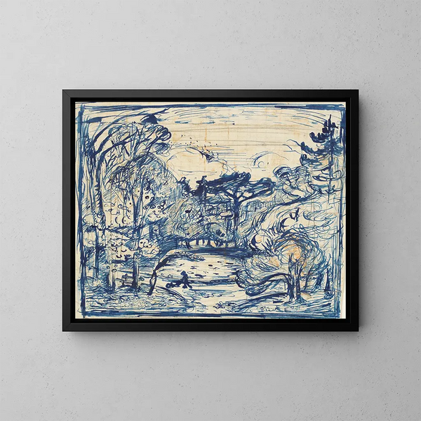 Metsän sisämaalaus kirvesmies, La Côte de Grâce, Honfleur - Émile Othon Friesz — kehystetty taideteos seinällä