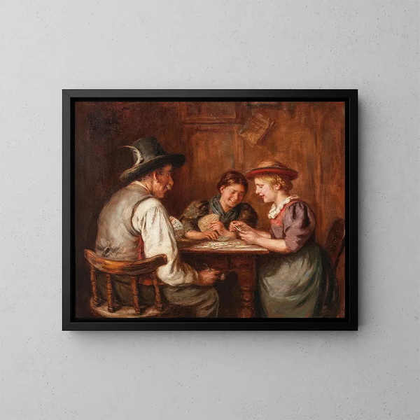 Joueuses de cartes - Emma Müller von Seehof — kehystetty taideteos seinällä