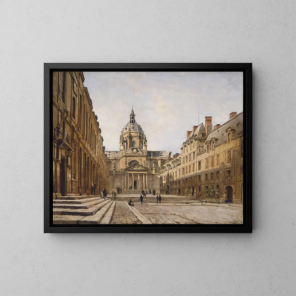 La Cour de l'ancienne Sorbonne - Emmanuel Lansyer — kehystetty taideteos seinällä