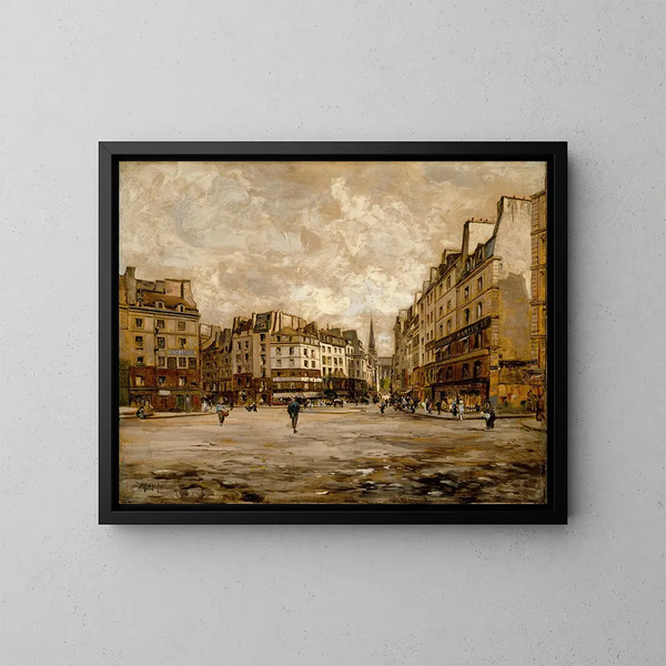 La place Maubert - Emmanuel Lansyer — kehystetty taideteos seinällä